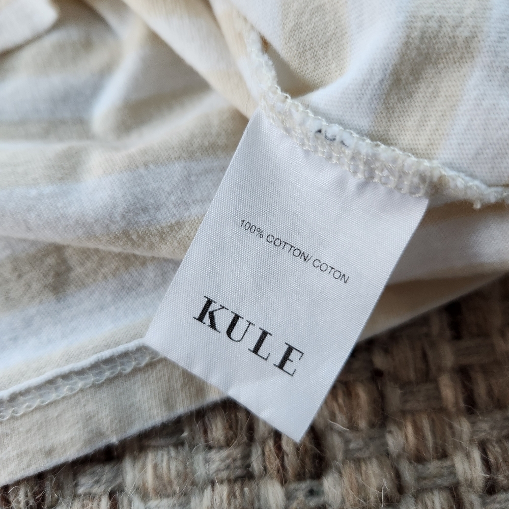 KULE Beige and Cream Striped Short Sleeve Tee - Picture 6 of 8